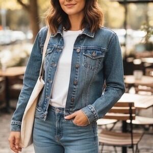 Gap Denim Jacket Women XS‎ Blue Trucker 100% Cotton Button Up Jean Jacket